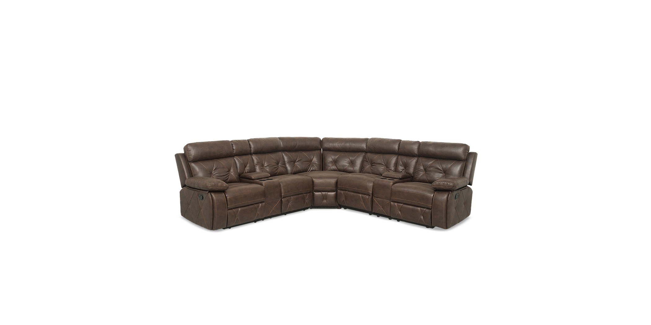Crestline Sofa Corner Vegan Leather in Brown Col