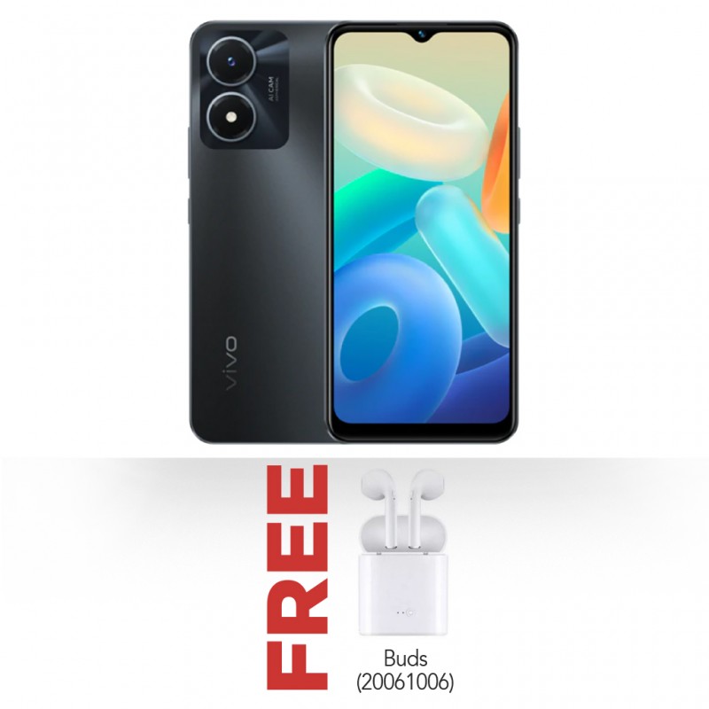 Vivo Y02s Fluorite Black & Free I7mini Wireless buds