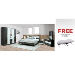 Miami Bedroom Set 180x200 cm Wengue PB & Free Savinia Folding Bed 191x79 cm