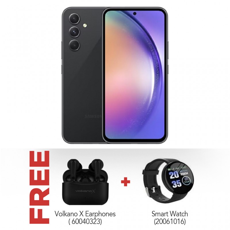 Samsung Galaxy A54 Black 128GB 5G Free Volkano X VXT100S TWS Earphones Smart watch D18