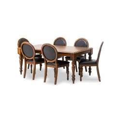 Heaton Table and 6 Chairs PU Black