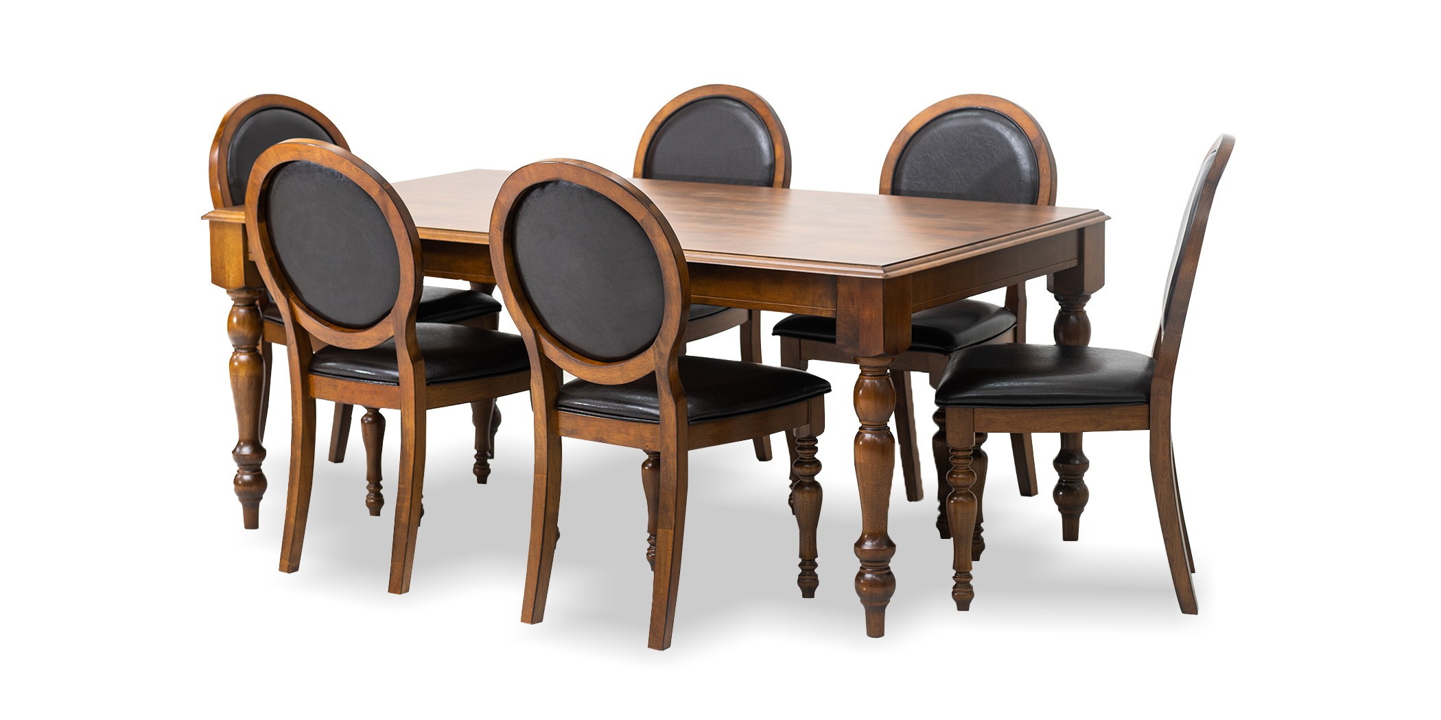 Heaton Table and 6 Chairs PU Black