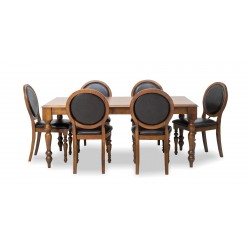 Heaton Table and 6 Chairs PU Black