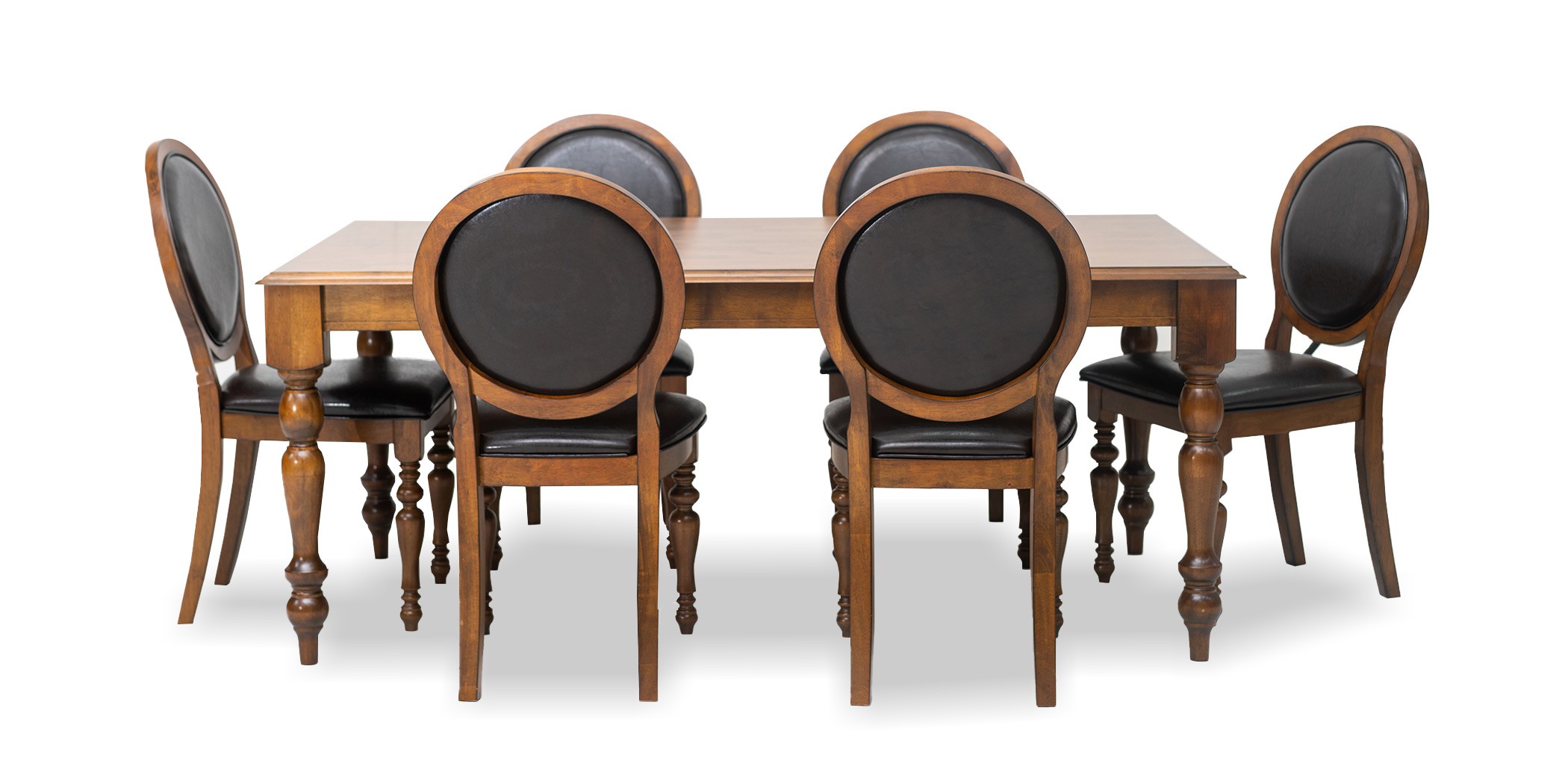 Heaton Table and 6 Chairs PU Black