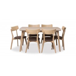 Tarva Table and 6 Chairs Fabric Brown