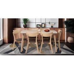 Tarva Table and 6 Chairs Fabric Brown