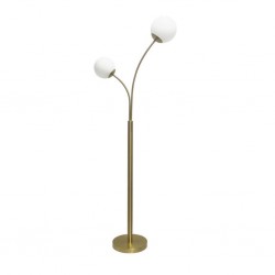 Metal Floor Lamp In Brass Finish With 2 Opal Glass Shade Brass & White - ML2346785