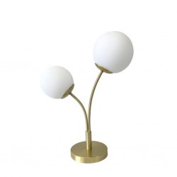 Metal Table Lamp In Brass Finish With 2 Opal Glass Shade Brass & White - ML2346786