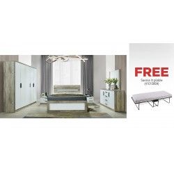 Omaha Bedroom Set 180X200 cm Alder Oak/White & Free Savinia Folding Bed