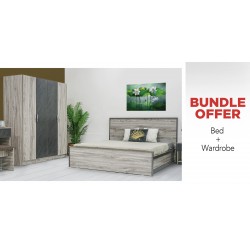 Kinzey Bed 150x190 cm & Kinzey Wardrobe 4 Doors