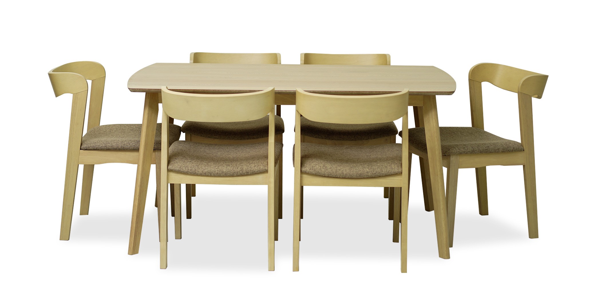 Catania Table and 6 Chairs Fabric Light Brown