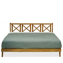 Rina Bed 180x200 cm Rubberwood Natural/Walnut