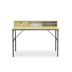 Diploma Office Desk Top Oak & Black Legs