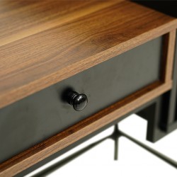 Napse Office Desk Walnut Top & Black Legs