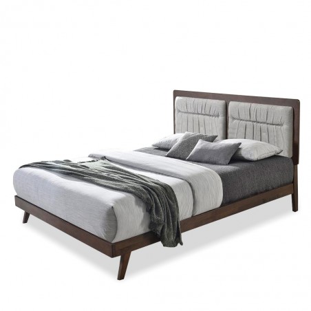 Annabella Bed 150x190 cm Rubberwood Natural/Walnut Ref BED8006