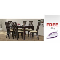 Caribean Table and 6 Chairs Rubberwood & Free Dry Iron Ref CIR-2001