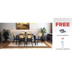 Macallan Table and 6 Chairs & Free Gas Stove Ref CGS-SS01-1Y OR Hand Blender Ref CEB-101P
