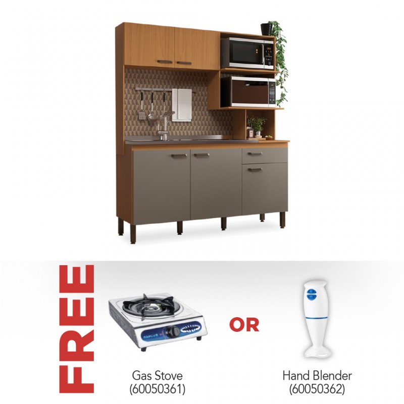 Evelyn Kitchen Cabinet 5 Doors & 1 Drawer & Free Gas Stove Ref CGS-SS01-1Y OR Hand Blender Ref CEB-101P