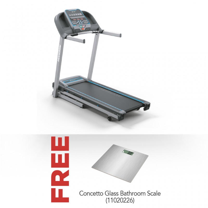 Horizon 5.0 Upright Bike and Free Concetto CSL-301 Glass Bathroom Scale