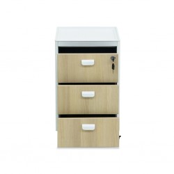 Burotime Pal Mobile Pedestal White & Acacia