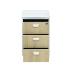 Burotime Pal Mobile Pedestal White & Acacia