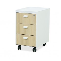 Burotime Pal Mobile Pedestal White & Acacia