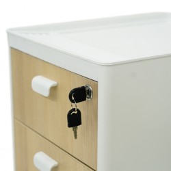 Burotime Pal Mobile Pedestal White & Acacia