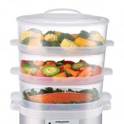 MORPHY RICHARDS 470001 9L 3 TIER WHITE FOOD STEAMER