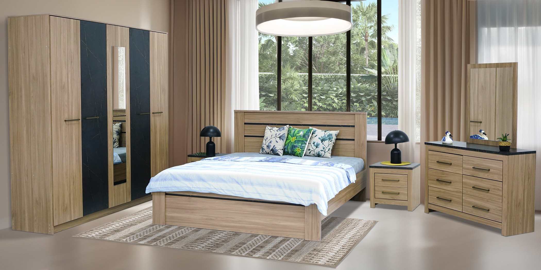 Porto Bedroom Set 180x200 cm Walnut