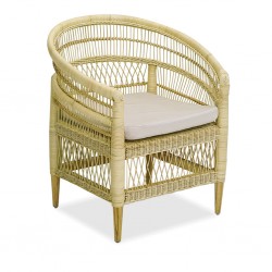 Malawi Chair Rattan And Wood Frame With Cushion