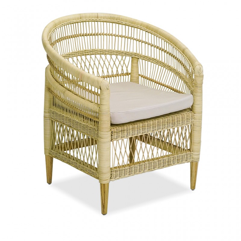 Malawi Chair Rattan And Wood Frame With Cushion Malawi Chair Rattan And Wood Frame With Cushion