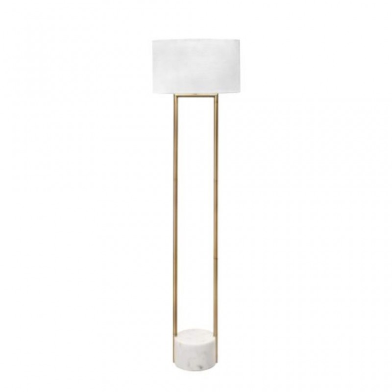 Marble Floor Lamp Brass & White Marble ML234659