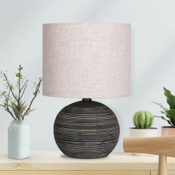 Ceramic Table Lamp With Strips Pattern