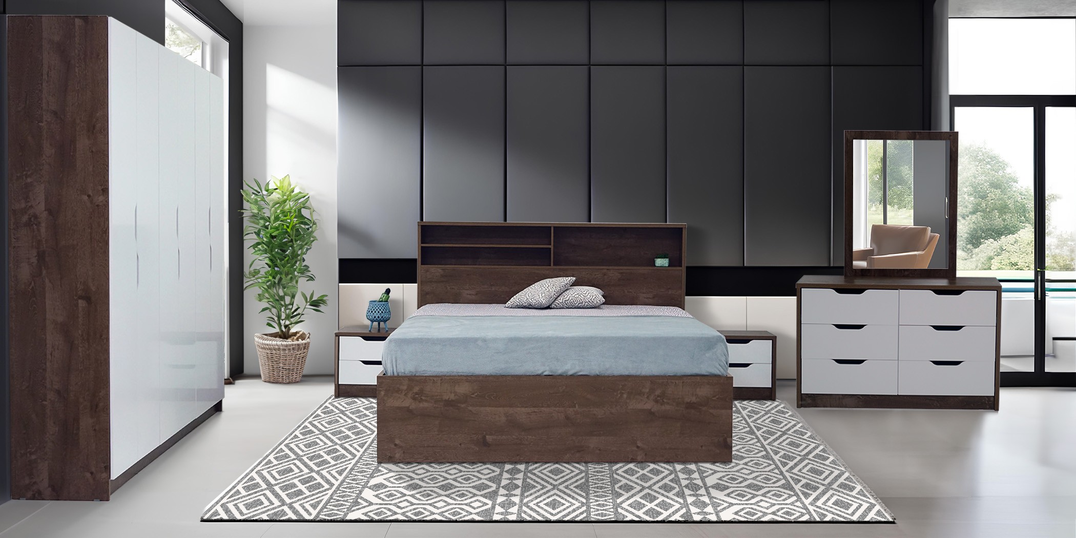 Braga Bedroom Set 180x200 cm Brown