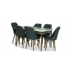 Alya Table and 6 chairs Grey fabric