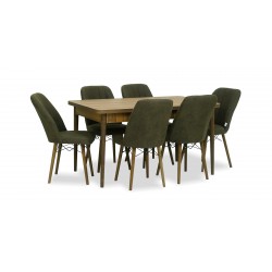 Asya Table and 6 chairs Brown fabric