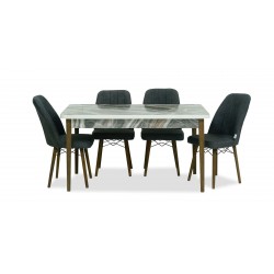 Alya Table and 6 chairs Grey fabric