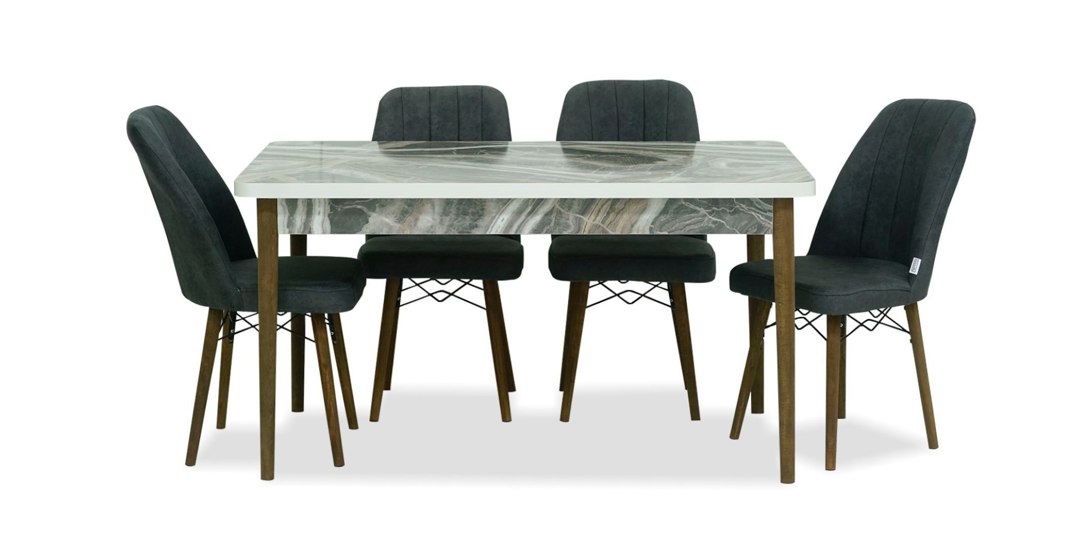 Alya Table and 6 chairs Grey fabric