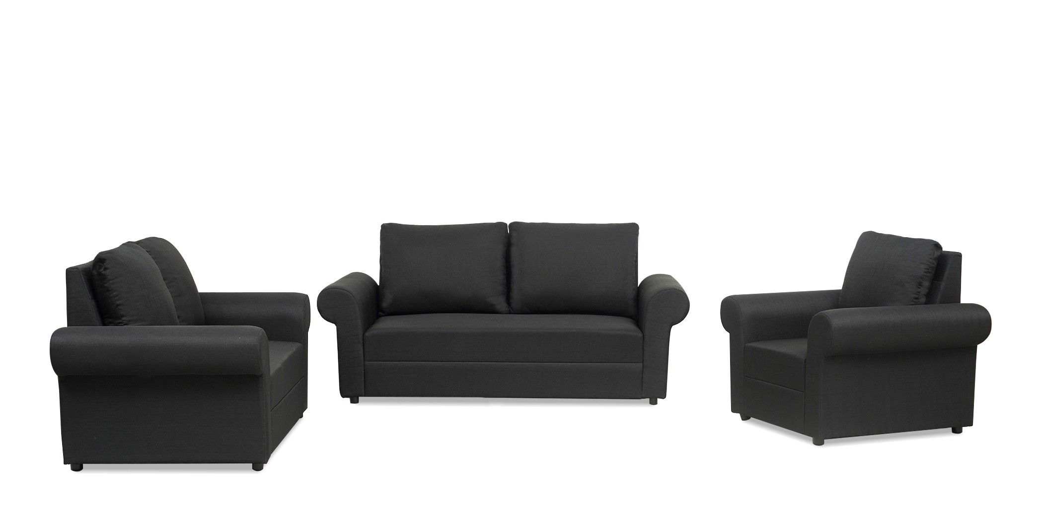 Lina Sofa 3+2+1 in Black Col Fab