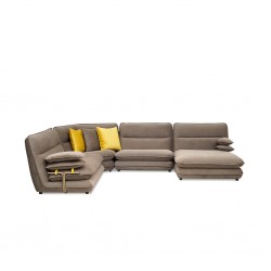 Zahara Sofa Corner 3S in Grey & Chaise in Yellow Col Fab