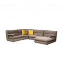 Zahara Sofa Corner LHF 3S & 2S Armless Chair & RHF Chaise in Pale Brown Col Fab