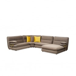 Zahara Sofa Corner 3S in Grey & Chaise in Yellow Col Fab