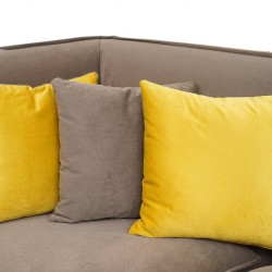 Zahara Sofa Corner 3S in Grey & Chaise in Yellow Col Fab