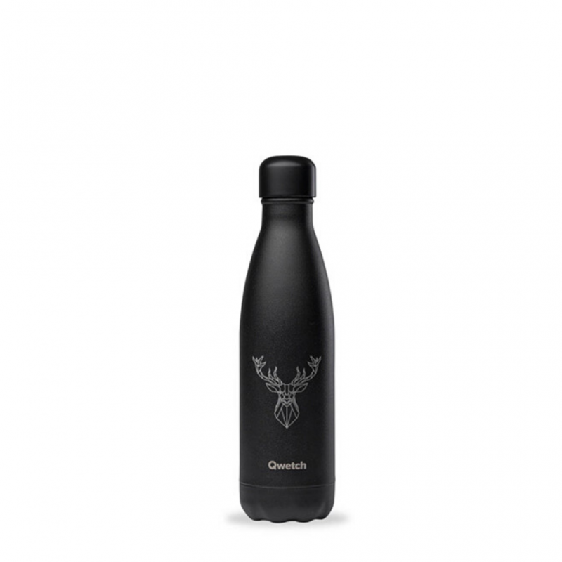 Qwetch QD3501 Black Cerf 500ml S/S Water Bottle"O"