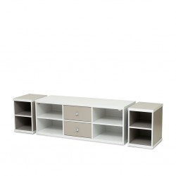 Pricena Low TV Cabinet White & Grey