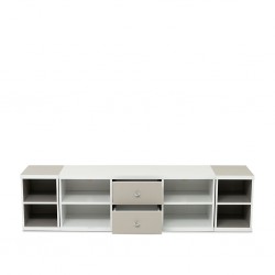Pricena Low TV Cabinet White & Grey