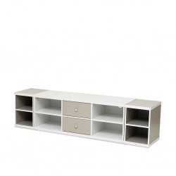 Pricena Low TV Cabinet White & Grey