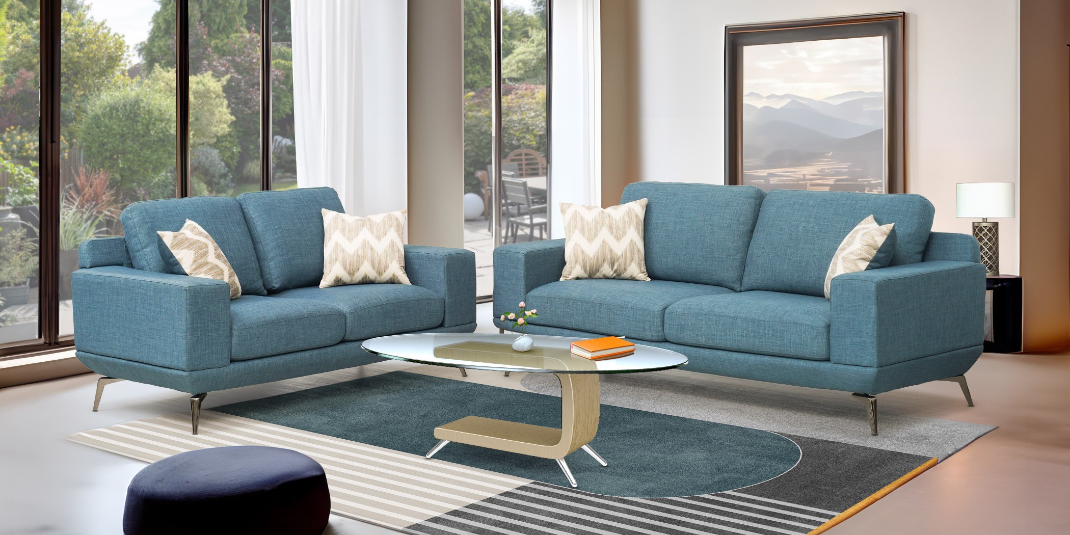 Dakota Sofa 3+2 in Blue Col Fab