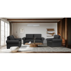 Lina Sofa 3+2+1 in Black Col Fab