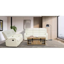 Veneto Sofa 3+2 in White Leather Gel